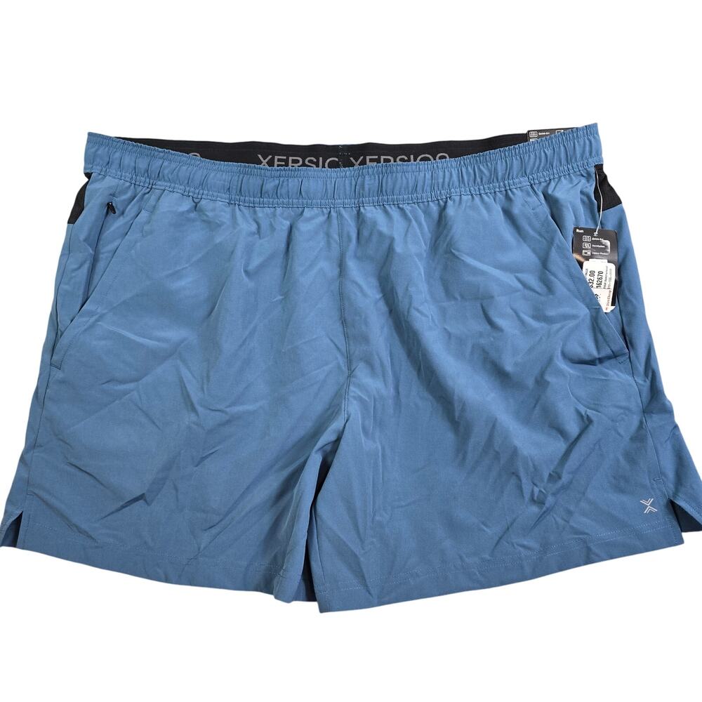 Xersion Running Shorts Men's XXL Blue Quick Dry Vented Zip Pocket Run Fitness